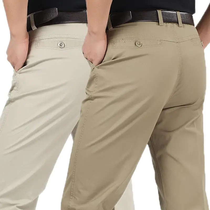 Middle-aged Men Cotton Pants Grey Deep Loose Fit - Image 8