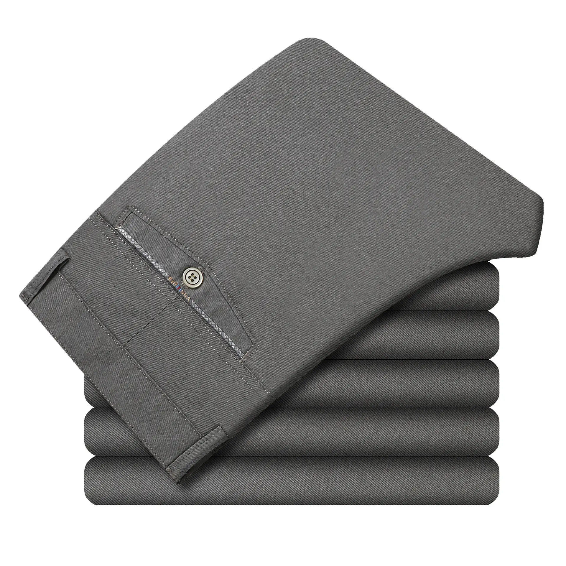 Middle-aged Men Cotton Pants Grey Deep Loose Fit - Image 10