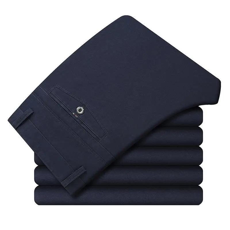 Middle-aged Men Cotton Pants Grey Deep Loose Fit - Image 3