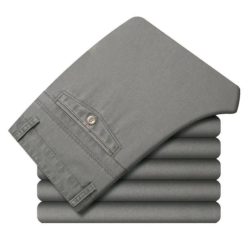 Middle-aged Men Cotton Pants Grey Deep Loose Fit - Image 6