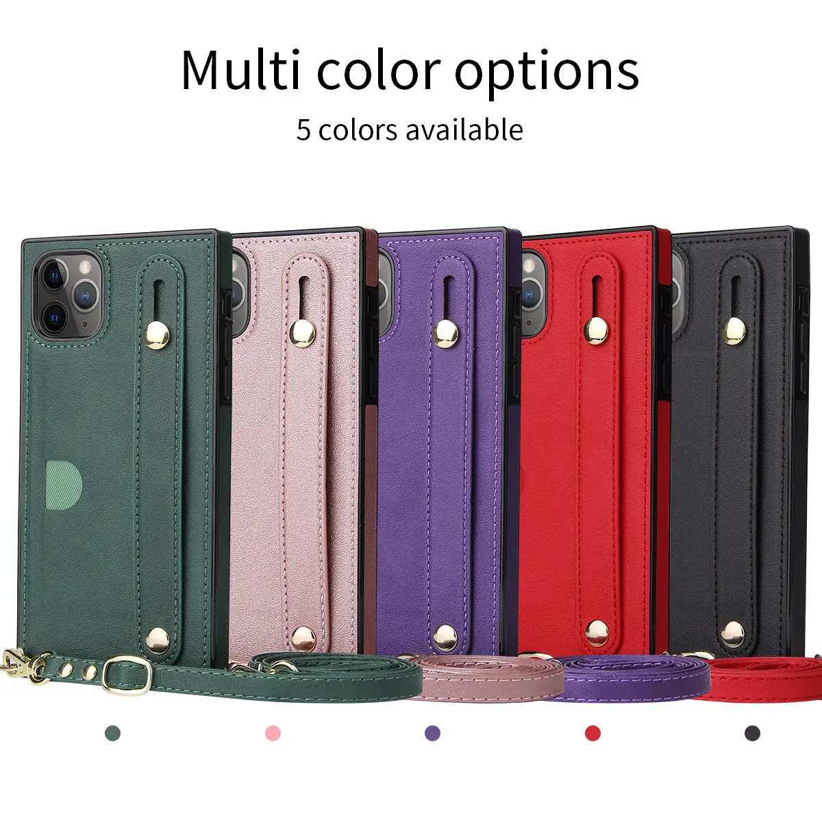 Purple Leather Crossbody Phone Case for iPhone 15 - Image 7