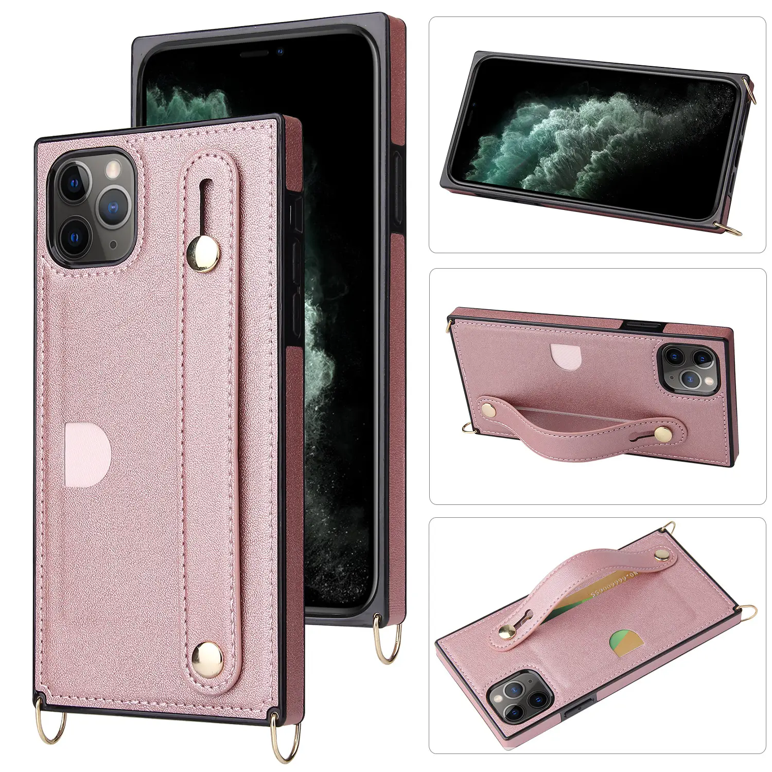Purple Leather Crossbody Phone Case for iPhone 15 - Image 2