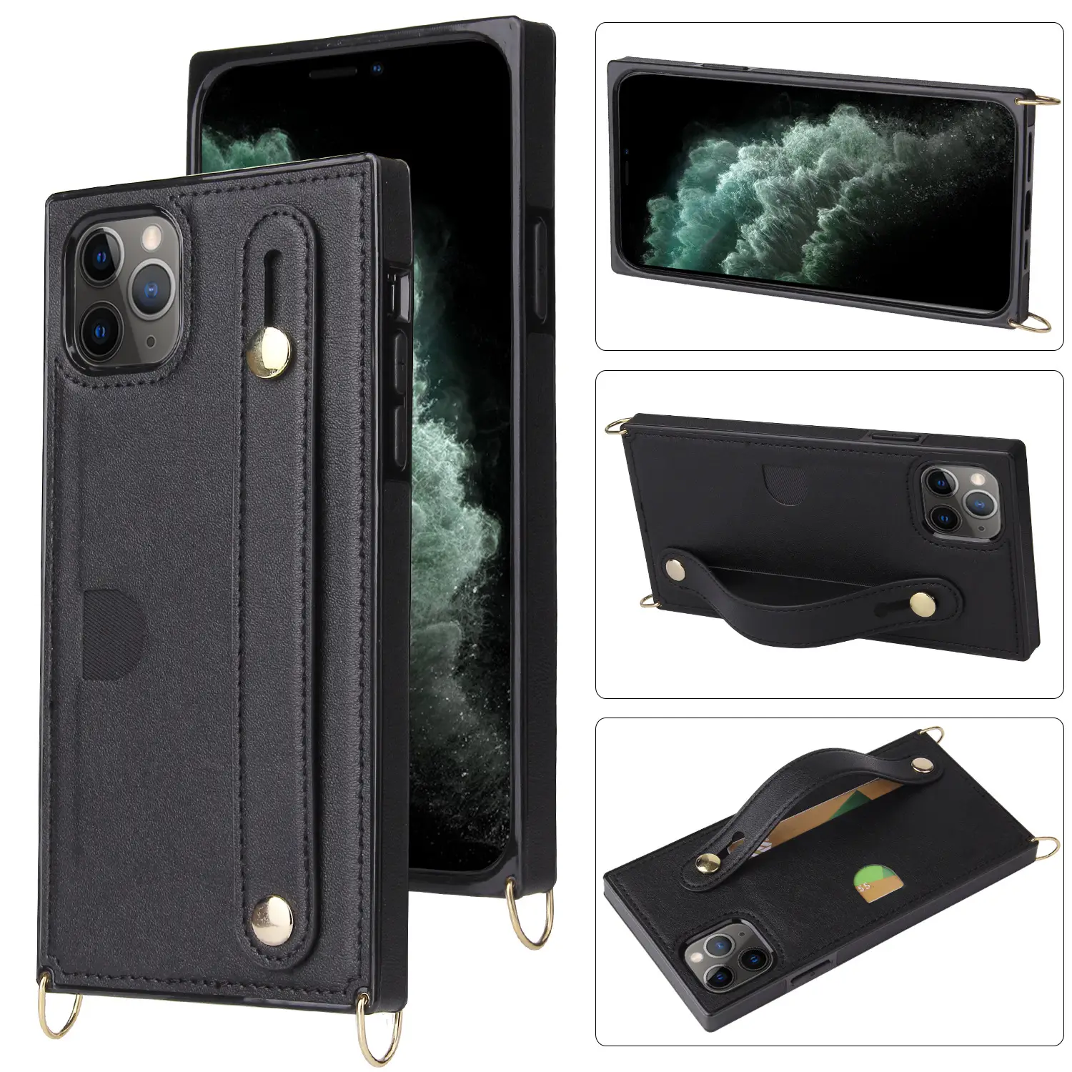 Purple Leather Crossbody Phone Case for iPhone 15 - Image 3