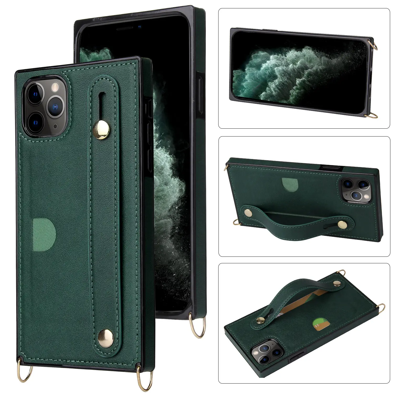 Purple Leather Crossbody Phone Case for iPhone 15 - Image 5