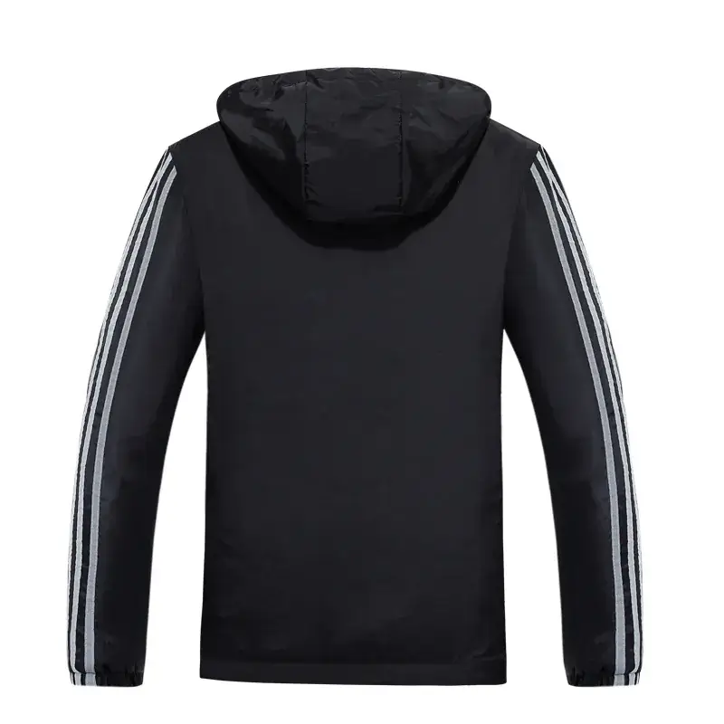 Men's Black Hooded Reflective Stripe Jacket 2025