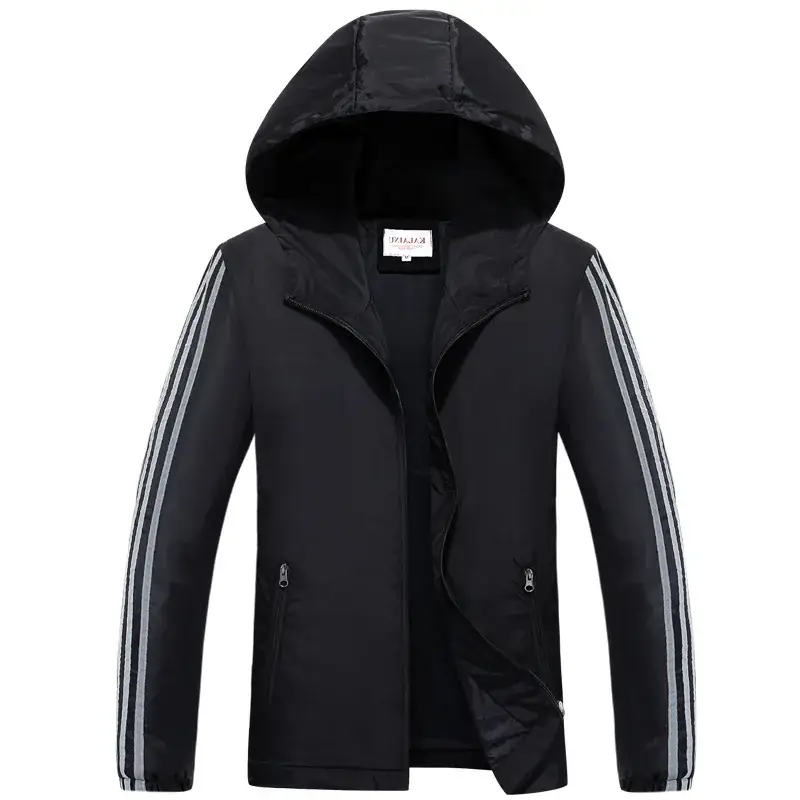 Men's Black Hooded Reflective Stripe Jacket 2025