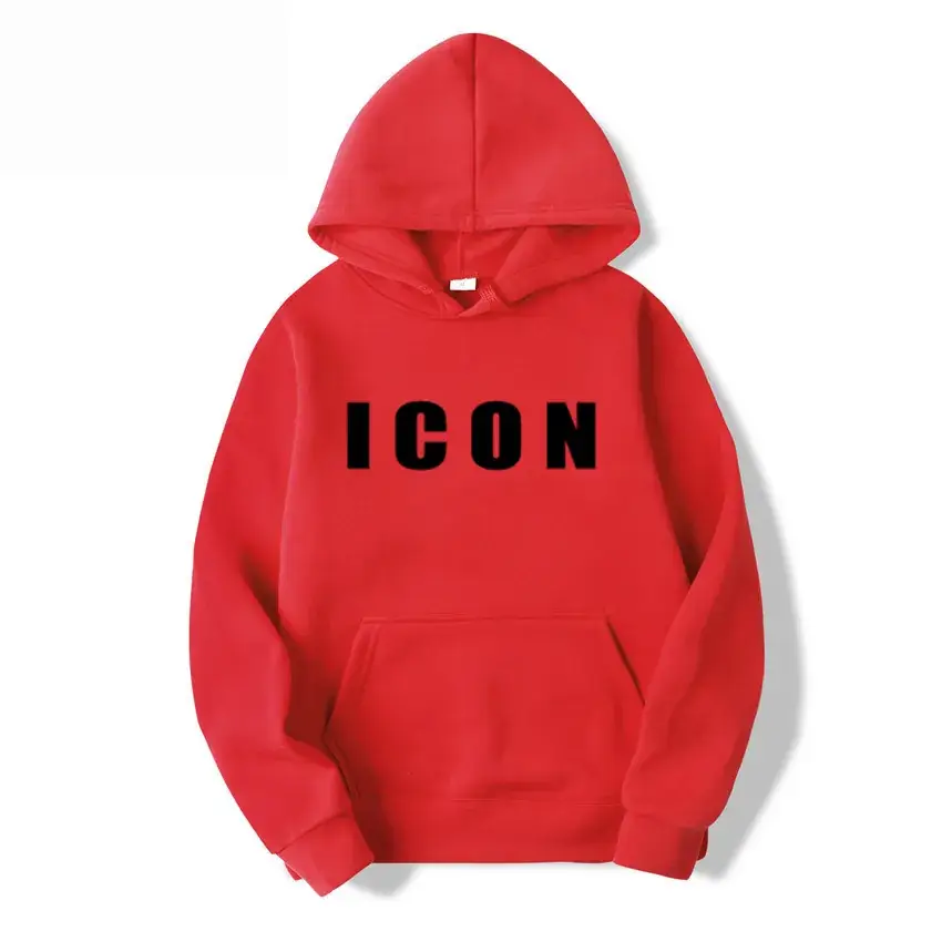 Men Red Icon Print Hoodie Winter Casual - Image 18