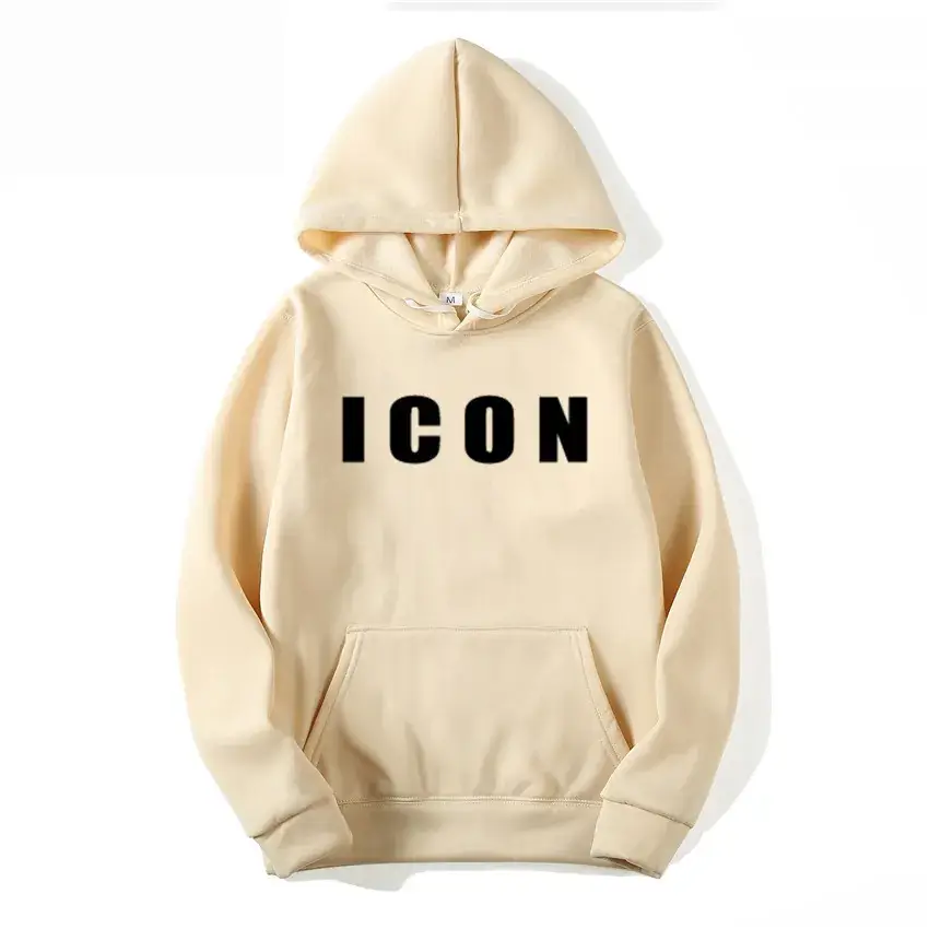 Men Red Icon Print Hoodie Winter Casual - Image 2