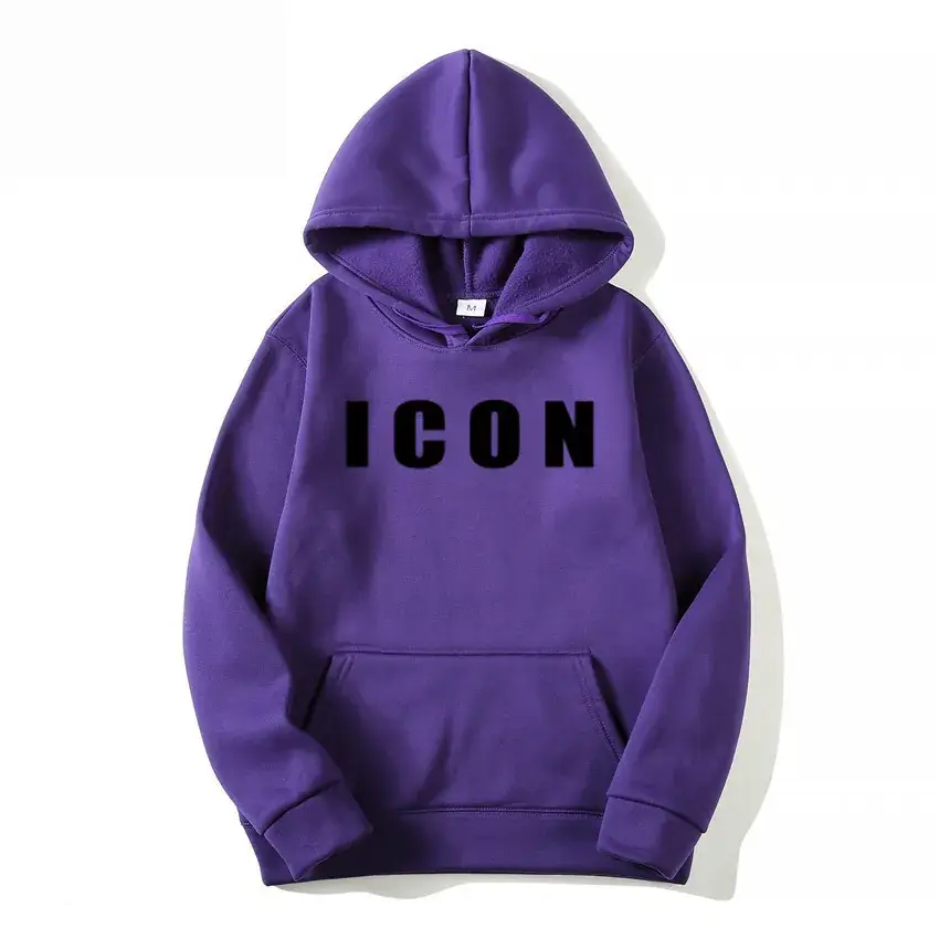 Men Red Icon Print Hoodie Winter Casual - Image 5