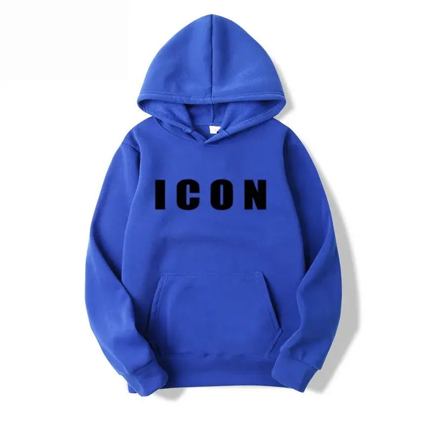 Men Red Icon Print Hoodie Winter Casual - Image 8