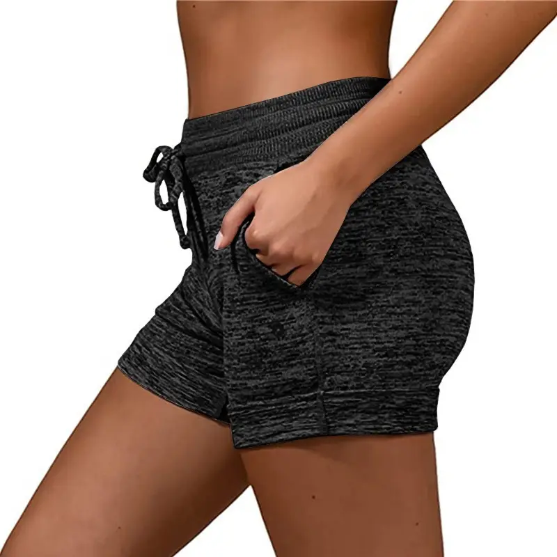 Women Marbled Yoga Shorts Quick Dry Gray - Image 2