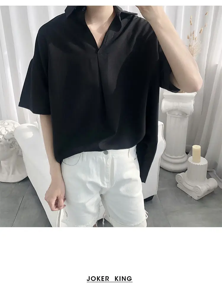 White Korean Style Short Sleeve Shirt for Men — feature 2