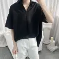 White Korean Style Short Sleeve Shirt for Men - Image 2