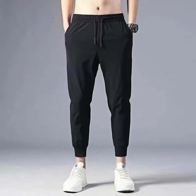 Men's Thin Ice Silk Casual Pants Breathable Cropped Mesh - Image 3