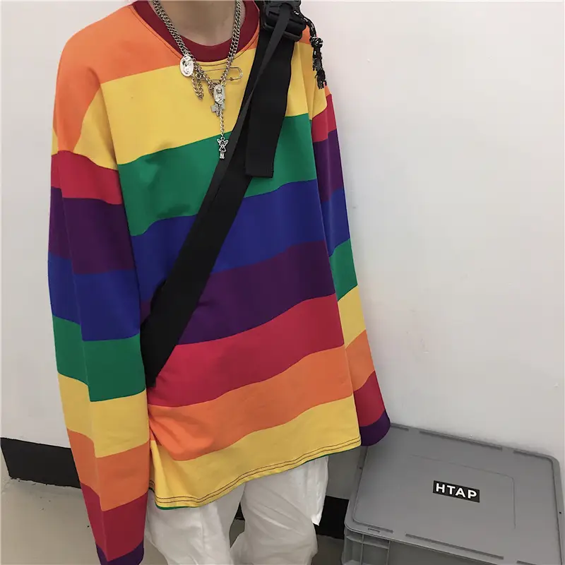 Rainbow Stripe Long Sleeve T-Shirt for Women - Image 2