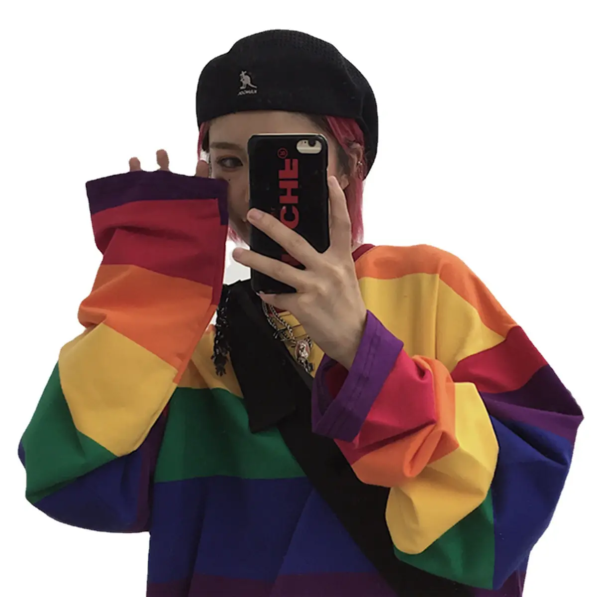 Rainbow Stripe Long Sleeve T-Shirt for Women - Image 5