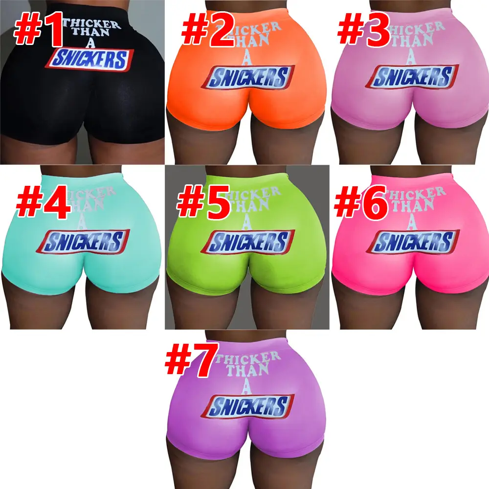 Orange Printed Tight Shorts for Women - Image 8