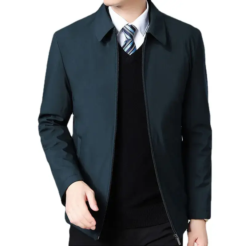 Men's Navy Blue Lapel Jacket Spring Autumn Loose Fit - Image 8