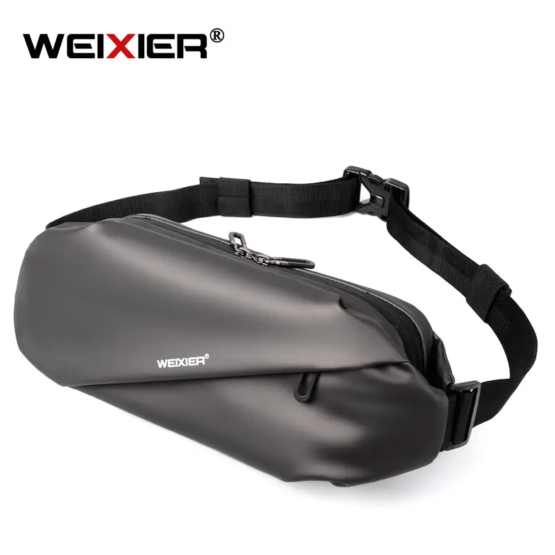 Men's Waterproof Crossbody Waist Bag Black Sports Casual - Image 2