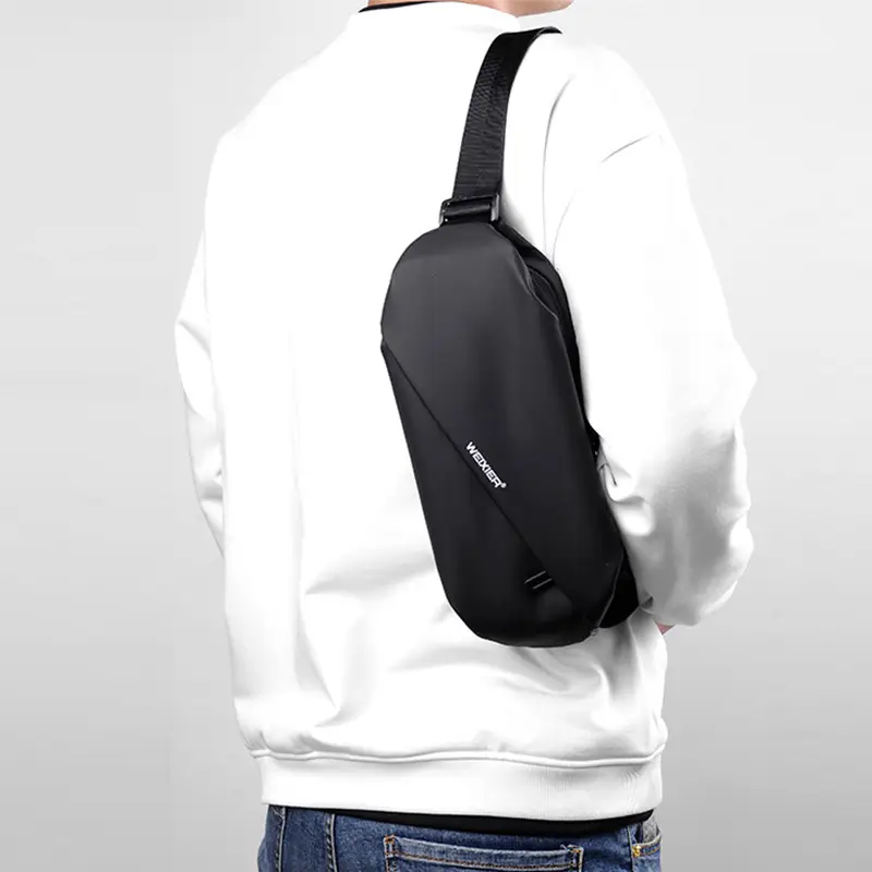 Men's Waterproof Crossbody Waist Bag Black Sports Casual - Image 3