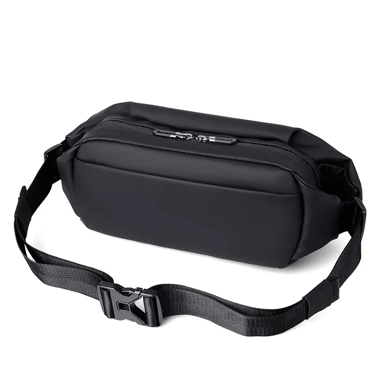Men's Waterproof Crossbody Waist Bag Black Sports Casual - Image 4