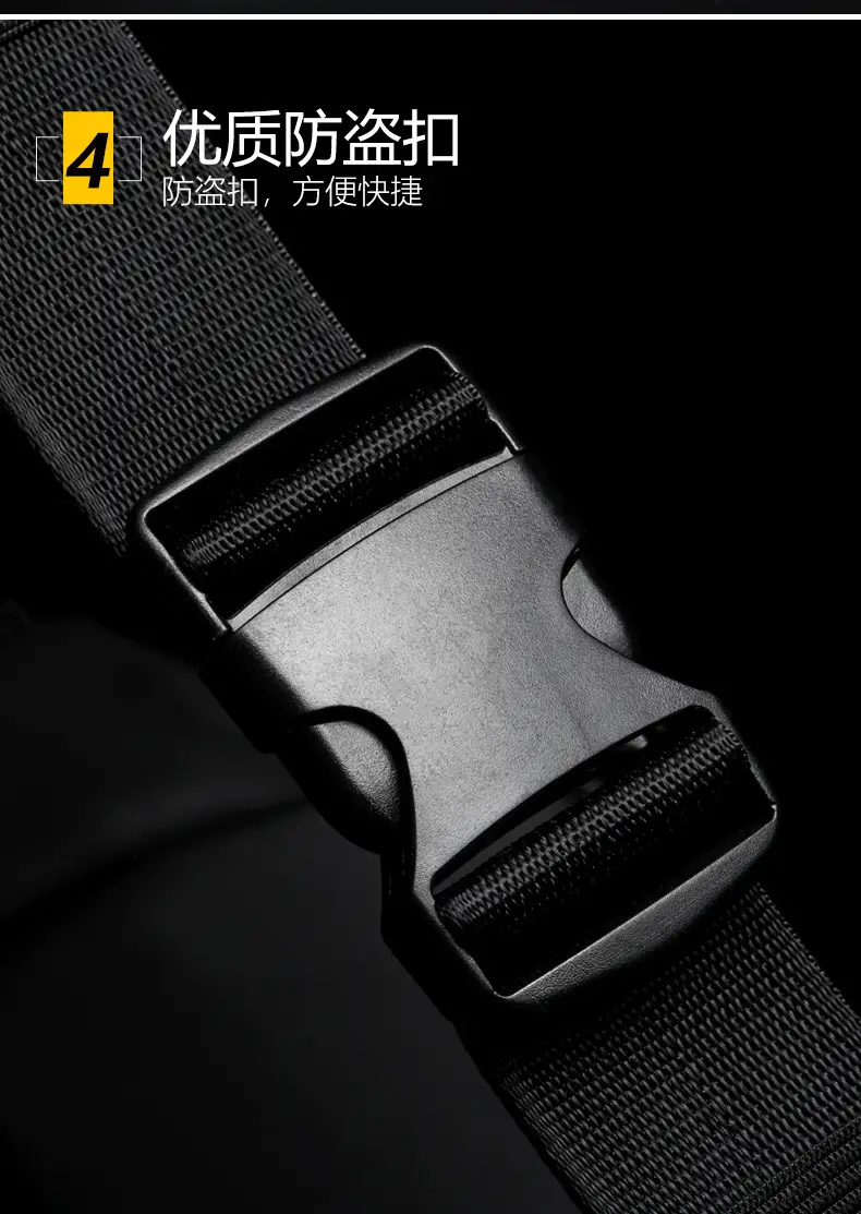 Men's Waterproof Crossbody Waist Bag Black Sports Casual — feature 14