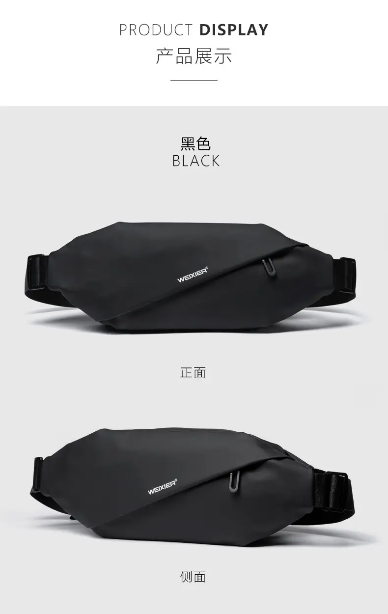 Men's Waterproof Crossbody Waist Bag Black Sports Casual — feature 20