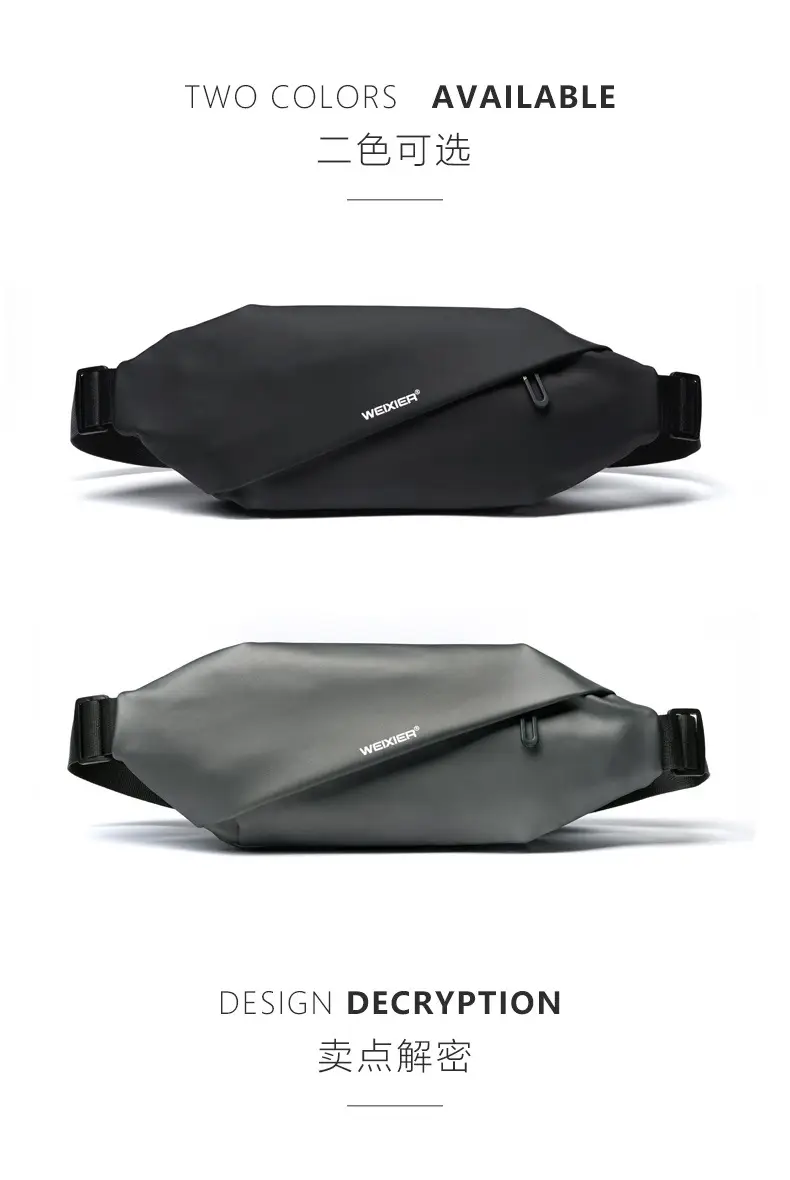 Men's Waterproof Crossbody Waist Bag Black Sports Casual — feature 9