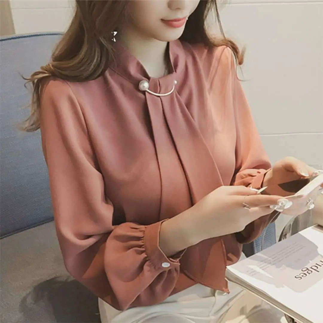 2026 Long Sleeve Chiffon White Women's Shirt — feature 3