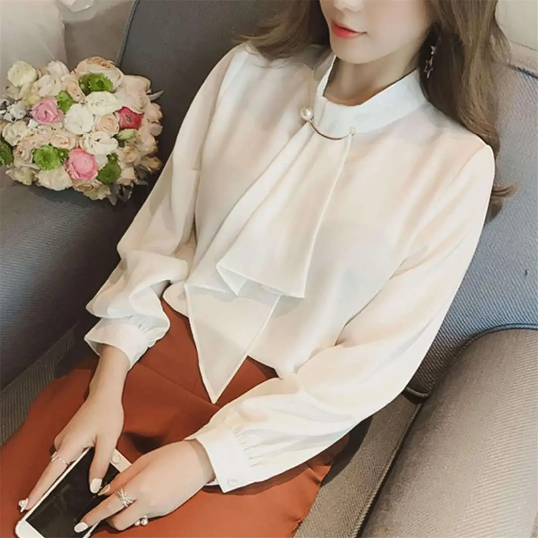 2026 Long Sleeve Chiffon White Women's Shirt — feature 4