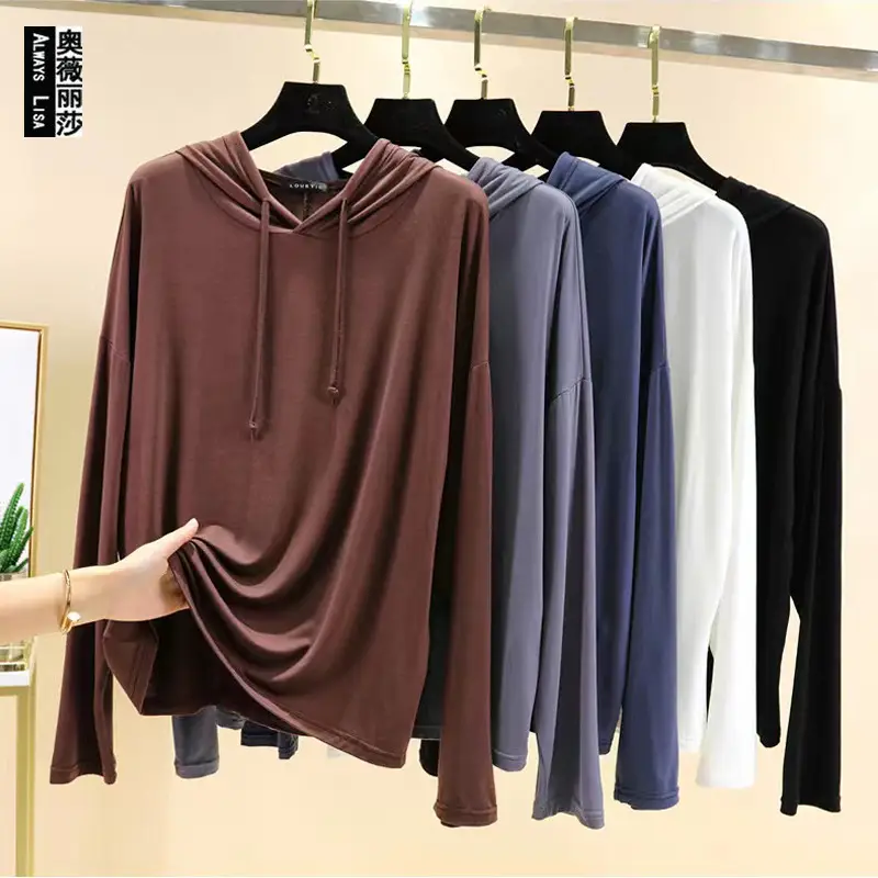 Women's White Long Sleeve Hooded T-Shirt Large - Image 10