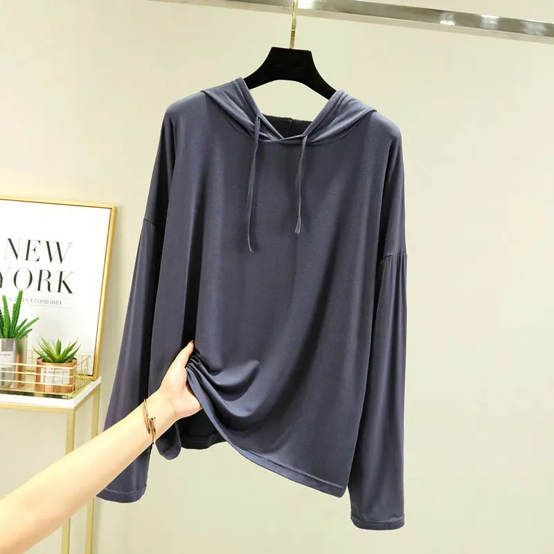 Women's White Long Sleeve Hooded T-Shirt Large - Image 13