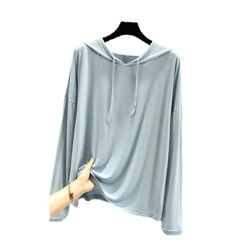 Women's White Long Sleeve Hooded T-Shirt Large - Image 14