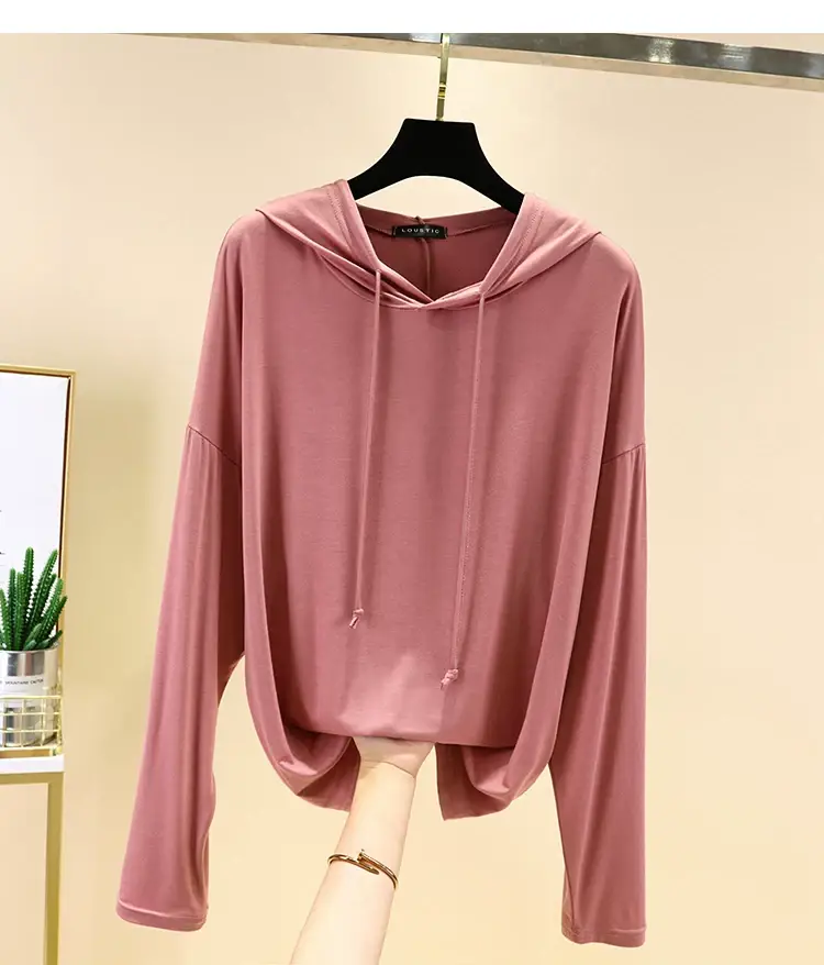 Women's White Long Sleeve Hooded T-Shirt Large — feature 14