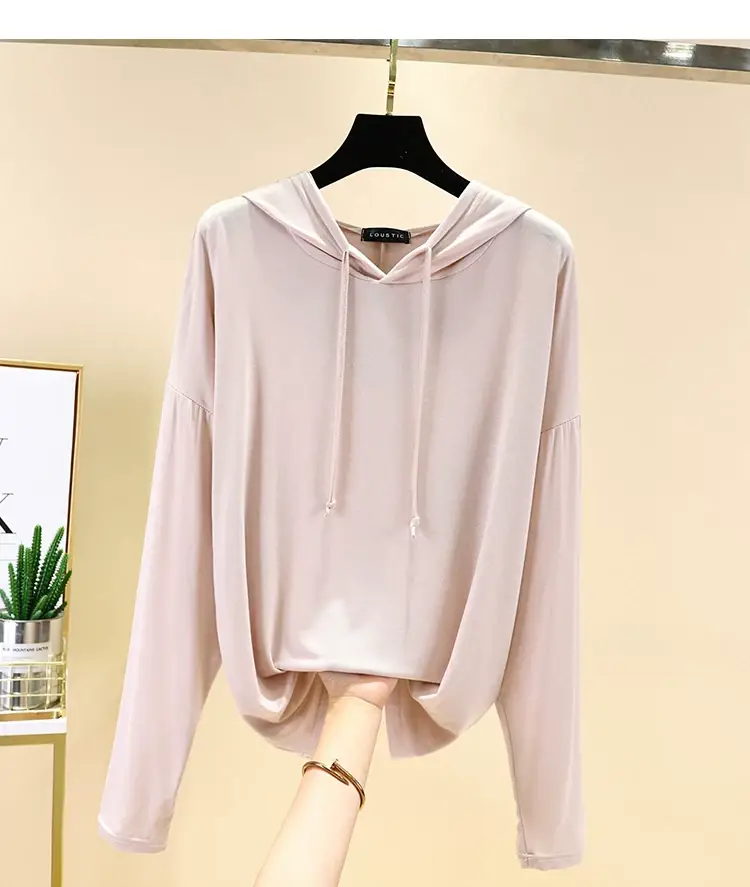 Women's White Long Sleeve Hooded T-Shirt Large — feature 15