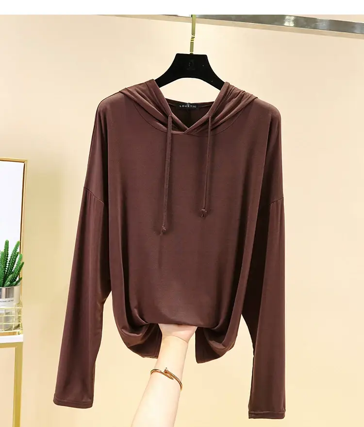 Women's White Long Sleeve Hooded T-Shirt Large — feature 16