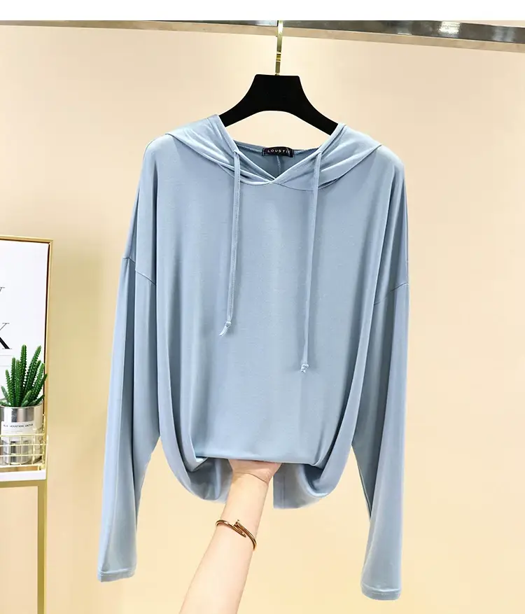 Women's White Long Sleeve Hooded T-Shirt Large — feature 18