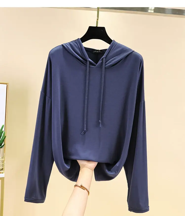 Women's White Long Sleeve Hooded T-Shirt Large — feature 21