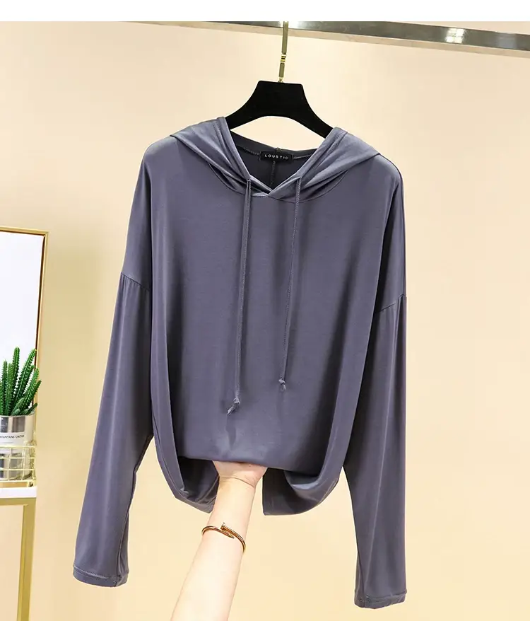 Women's White Long Sleeve Hooded T-Shirt Large — feature 22