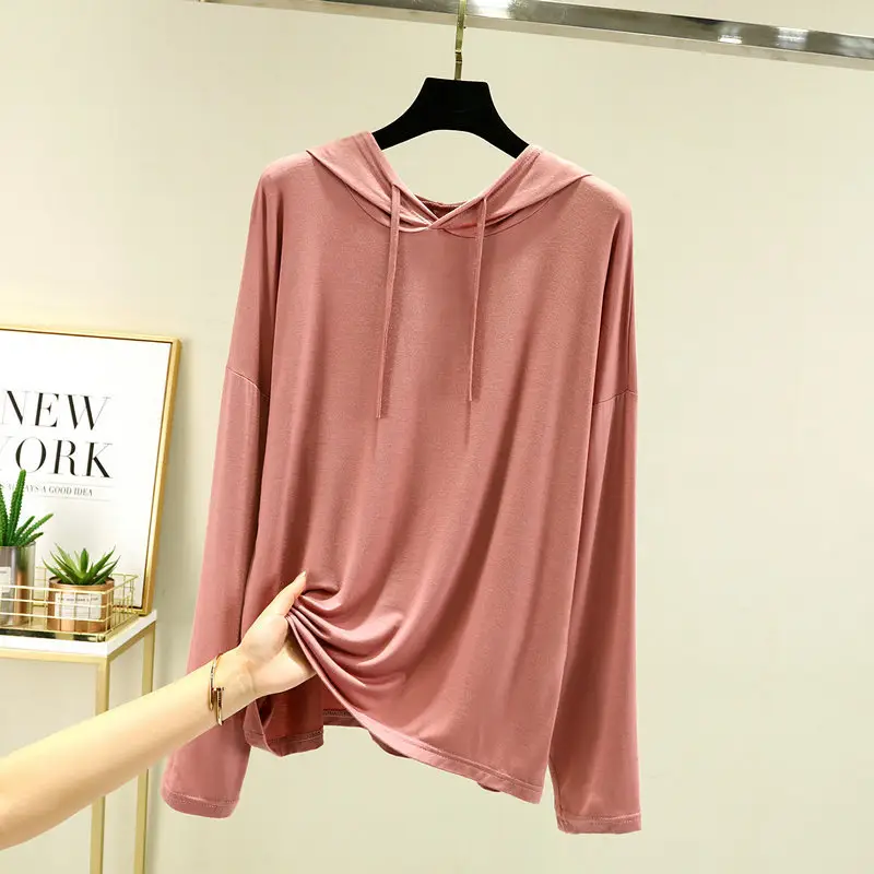 Women's White Long Sleeve Hooded T-Shirt Large - Image 2