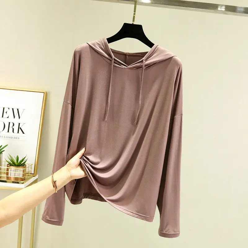 Women's White Long Sleeve Hooded T-Shirt Large - Image 3