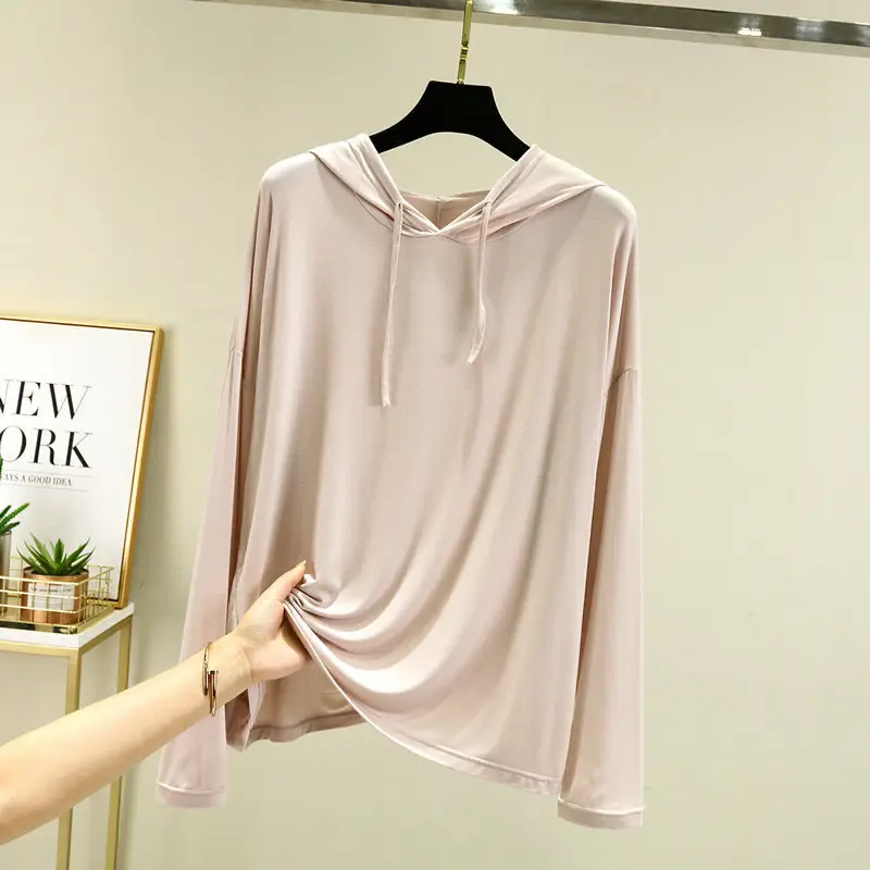 Women's White Long Sleeve Hooded T-Shirt Large - Image 5