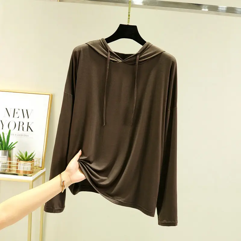 Women's White Long Sleeve Hooded T-Shirt Large - Image 6