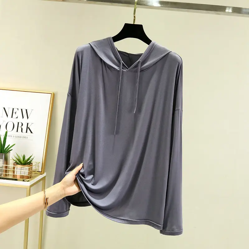 Women's White Long Sleeve Hooded T-Shirt Large - Image 7