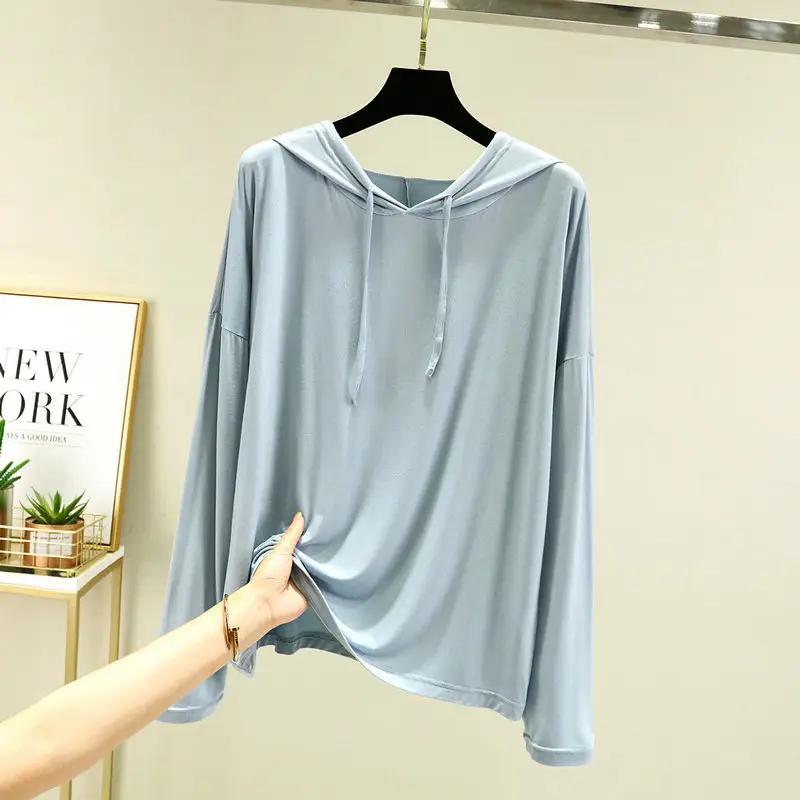 Women's White Long Sleeve Hooded T-Shirt Large - Image 9