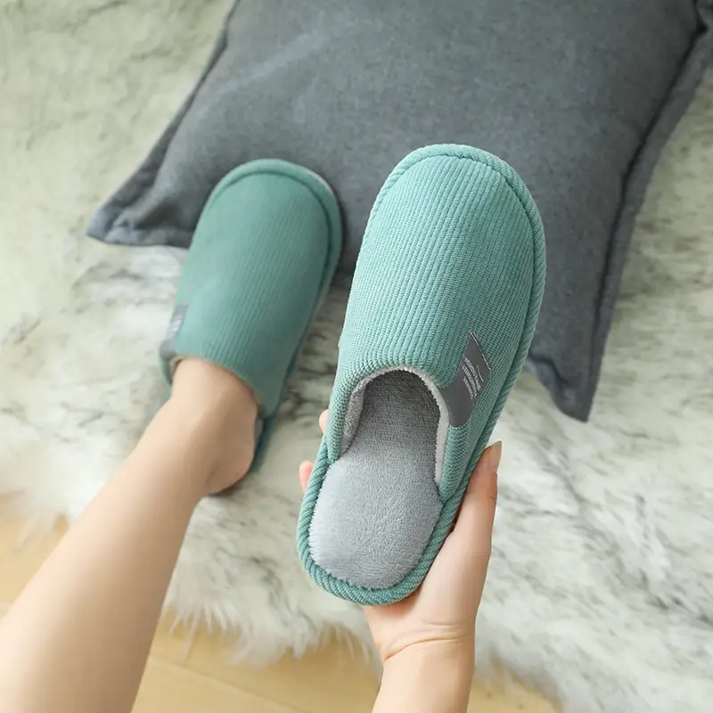 New Fashionable Autumn and Winter Couple's Woolen Slippers for Home Indoor Warm Thick-Soled Non-Slip Confinement Shoes Women's Floor Cotton Slippers - Image 8