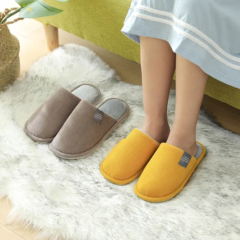 New Fashionable Autumn and Winter Couple's Woolen Slippers for Home Indoor Warm Thick-Soled Non-Slip Confinement Shoes Women's Floor Cotton Slippers - Image 9