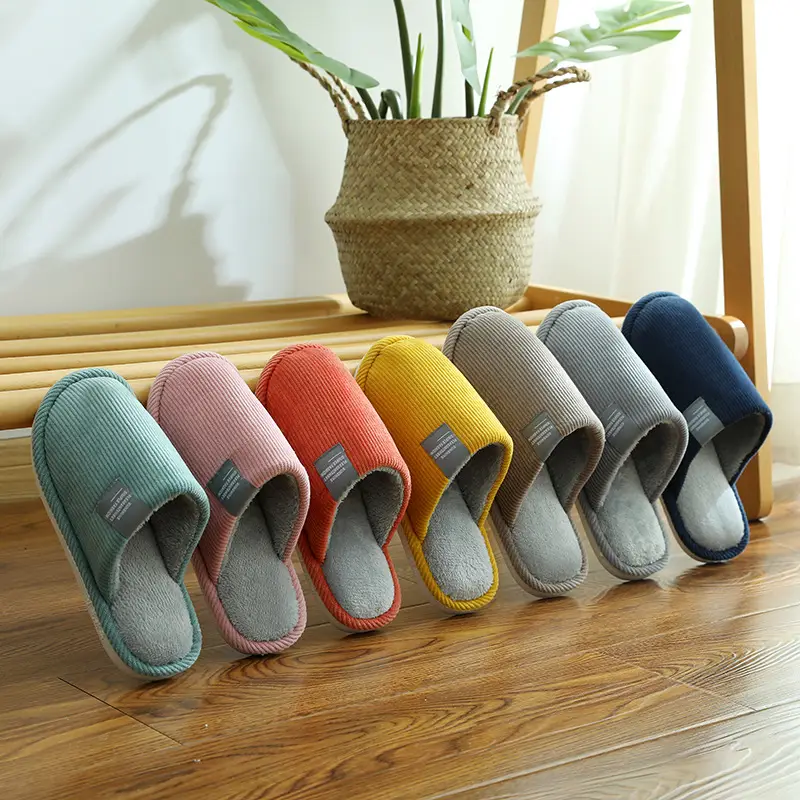 New Fashionable Autumn and Winter Couple's Woolen Slippers for Home Indoor Warm Thick-Soled Non-Slip Confinement Shoes Women's Floor Cotton Slippers - Image 10