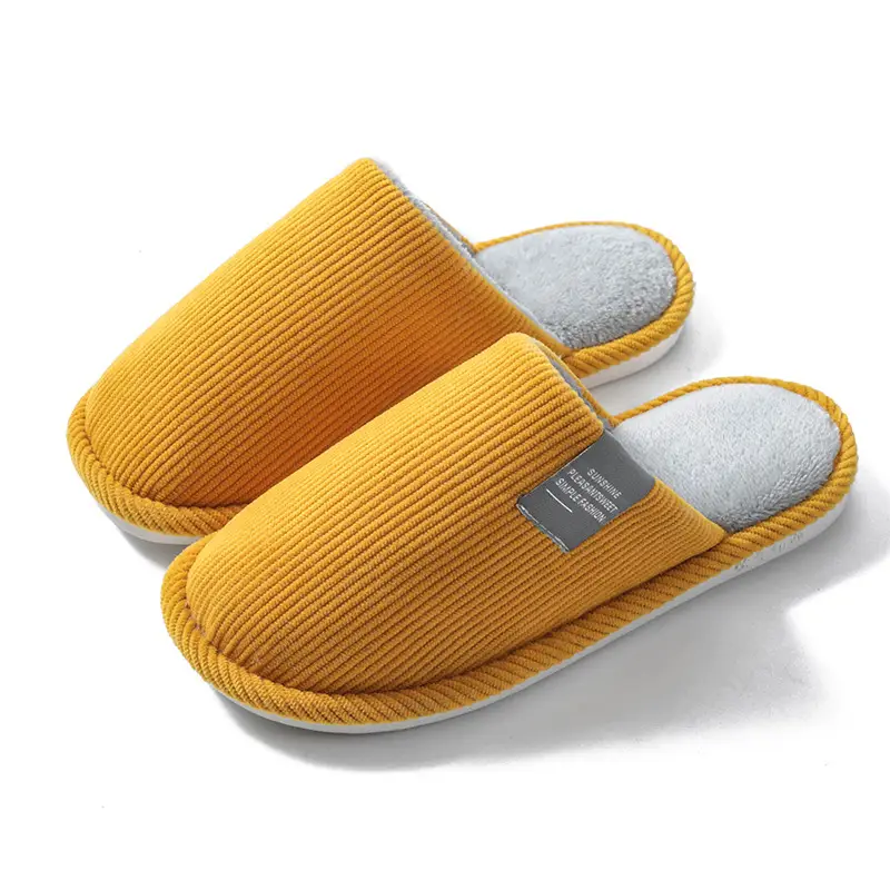 New Fashionable Autumn and Winter Couple's Woolen Slippers for Home Indoor Warm Thick-Soled Non-Slip Confinement Shoes Women's Floor Cotton Slippers - Image 2