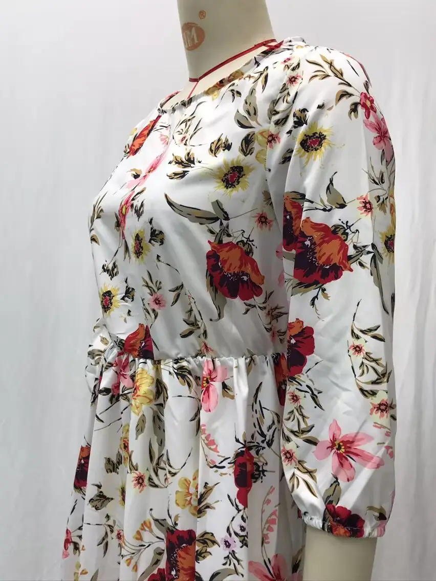 Black Floral Swing Dress Large Size for Women — feature 17